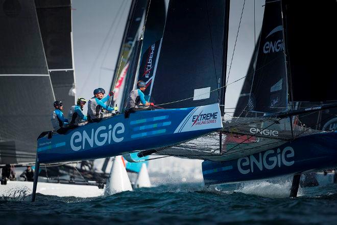 Act 1, Extreme Sailing Series Muscat – Day 3  – Sébastien Rogues' wildcard entry, Team ENGIE, in action in Muscat, Oman. © Lloyd Images http://lloydimagesgallery.photoshelter.com/